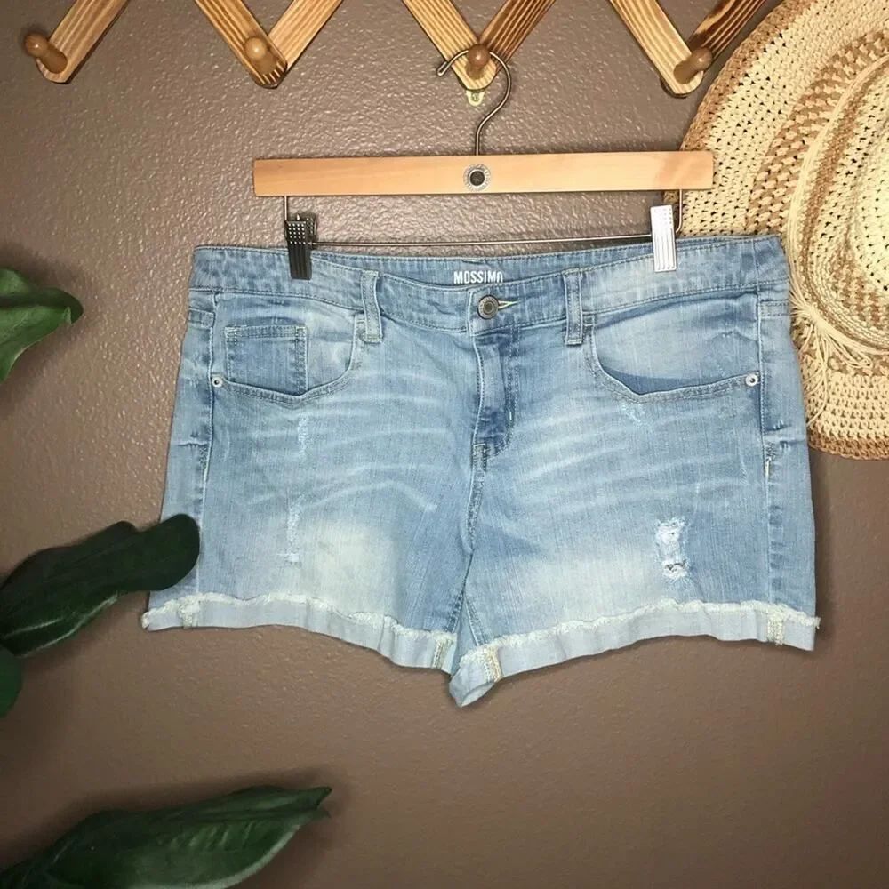 Mossimo Distressed Frayed Hem Cuffed Jean Shorts